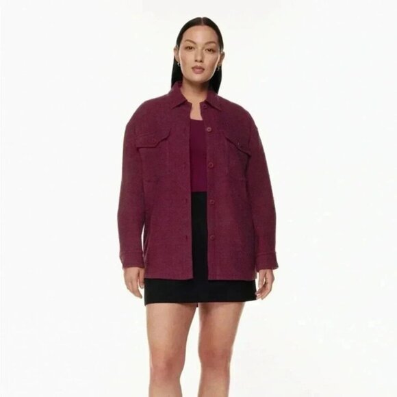Aritzia Babaton Women's Shacket Joan Shirt Jacket Oversized Tweed Pink Plaid - Picture 5 of 16